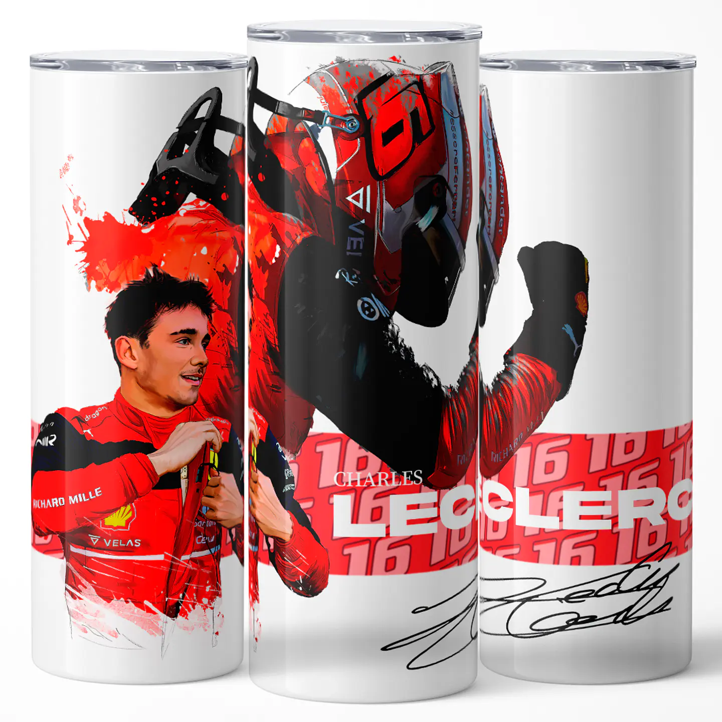 Vaso térmico 600ml - Diseño Charles Leclerc Red Splash Signature 3
