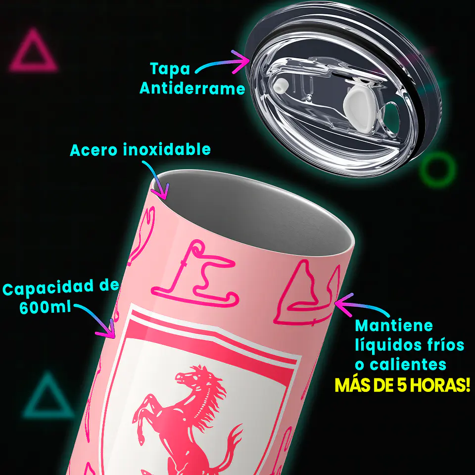 Vaso térmico 600ml - Diseño Ferrari Pink Circuit Passion 4