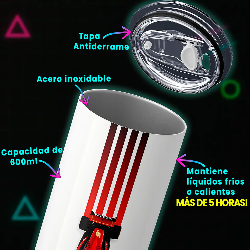 Vaso térmico 600ml - Diseño Charles Leclerc 16 Minimalist Car 3