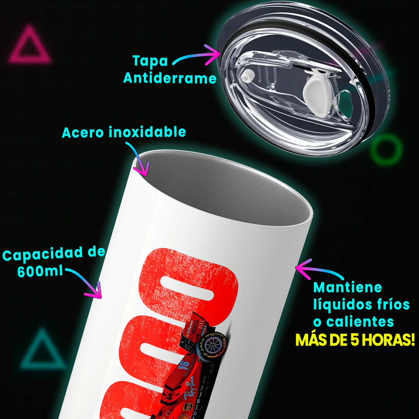 Vaso térmico 600ml - Diseño Ferrari SF1000 Vertical Bold 3