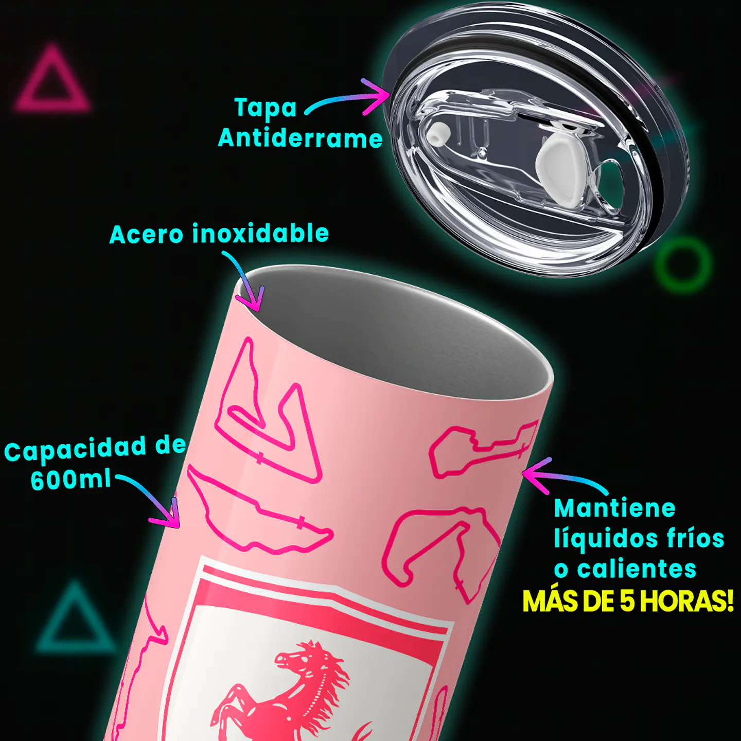 Vaso térmico 600ml - Diseño Charles Leclerc Pink Circuit Edition 4