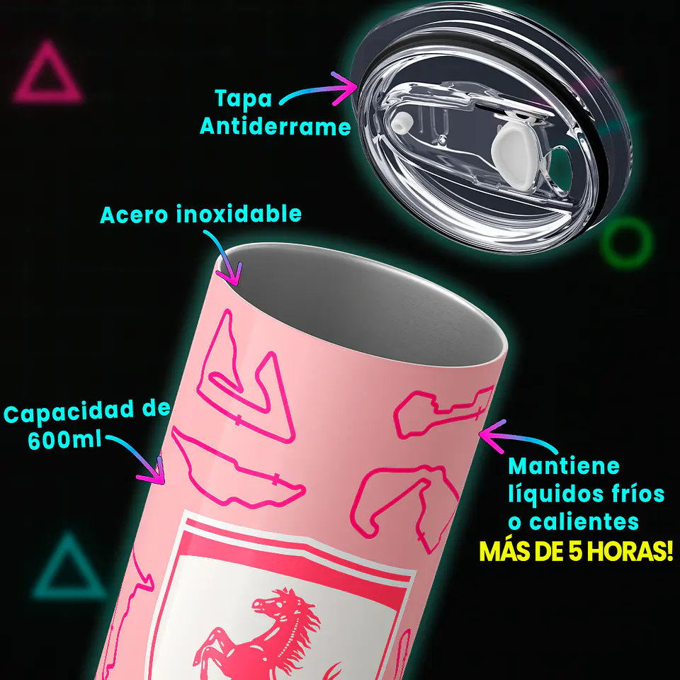 Vaso térmico 600ml - Diseño Charles Leclerc Pink Circuit Edition 4