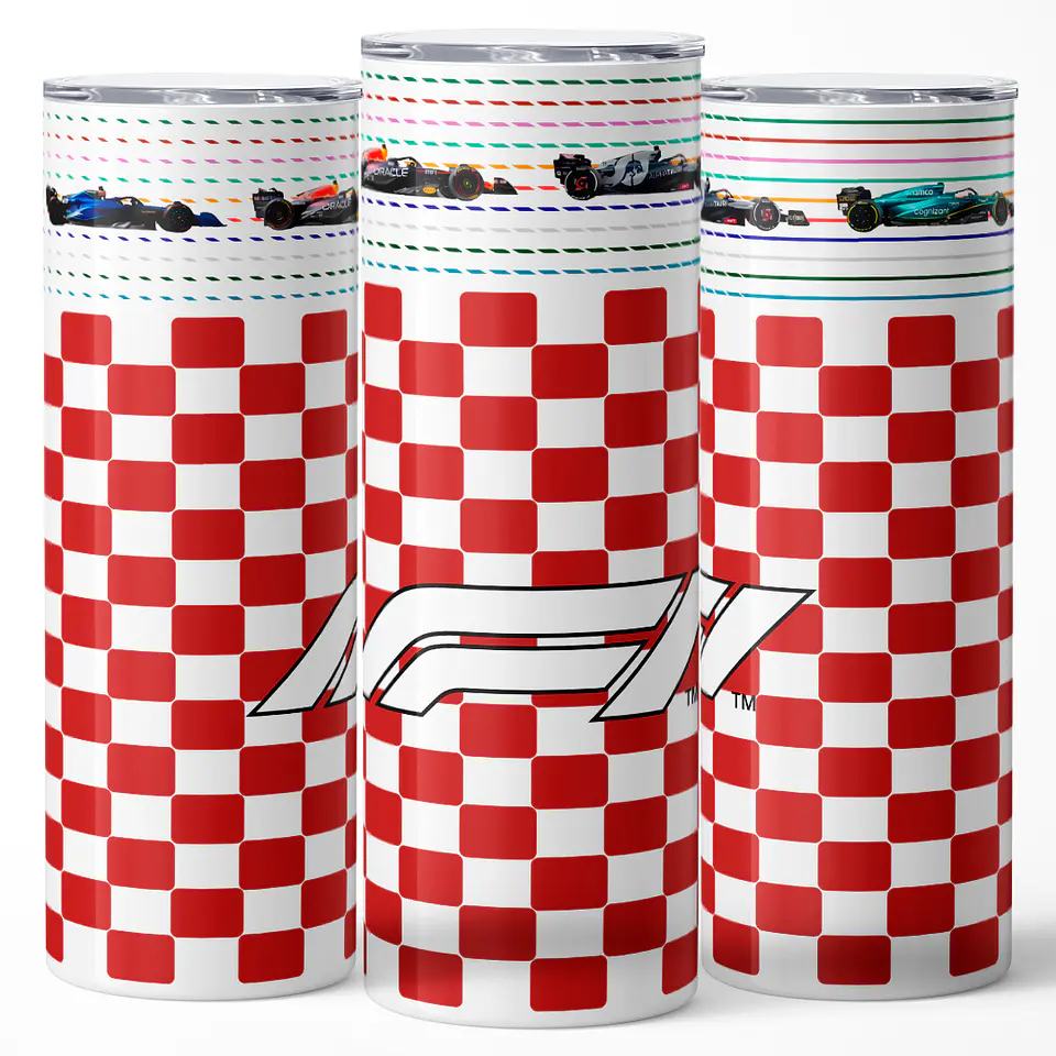 Vaso térmico 600ml - Diseño F1 Grid Checkerboard 3