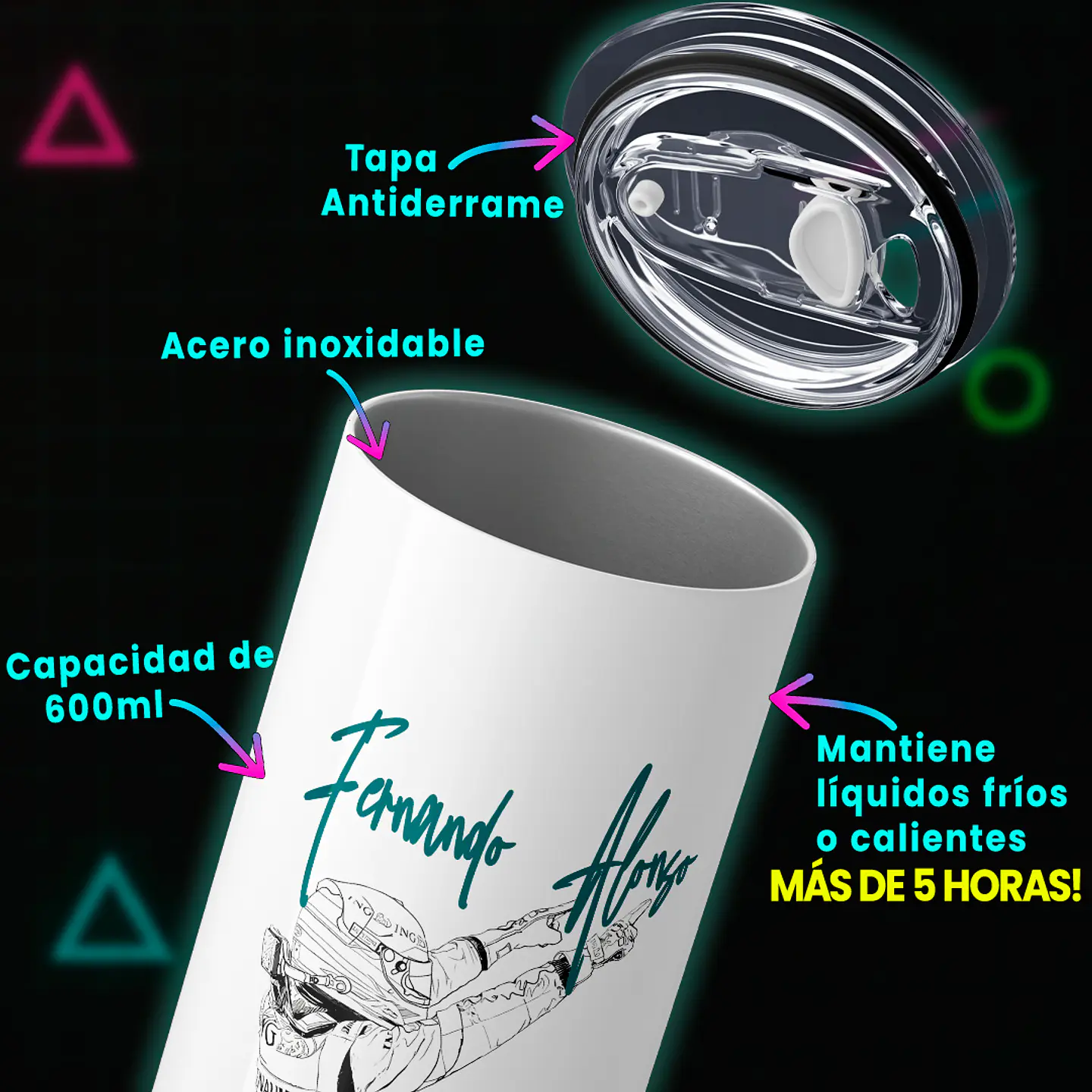 Vaso térmico 600ml - Diseño Fernando Alonso 3