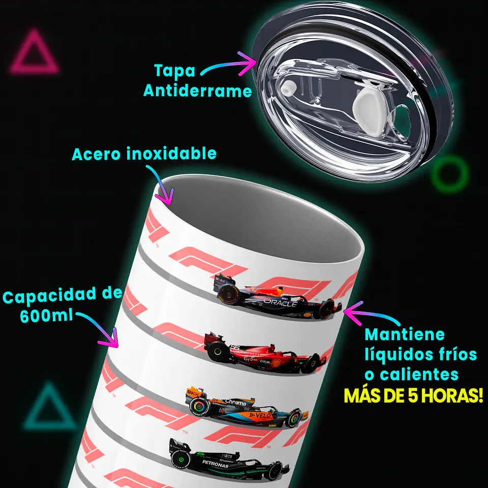 Vaso térmico 600ml - Diseño F1 Full Grid Lineup 3