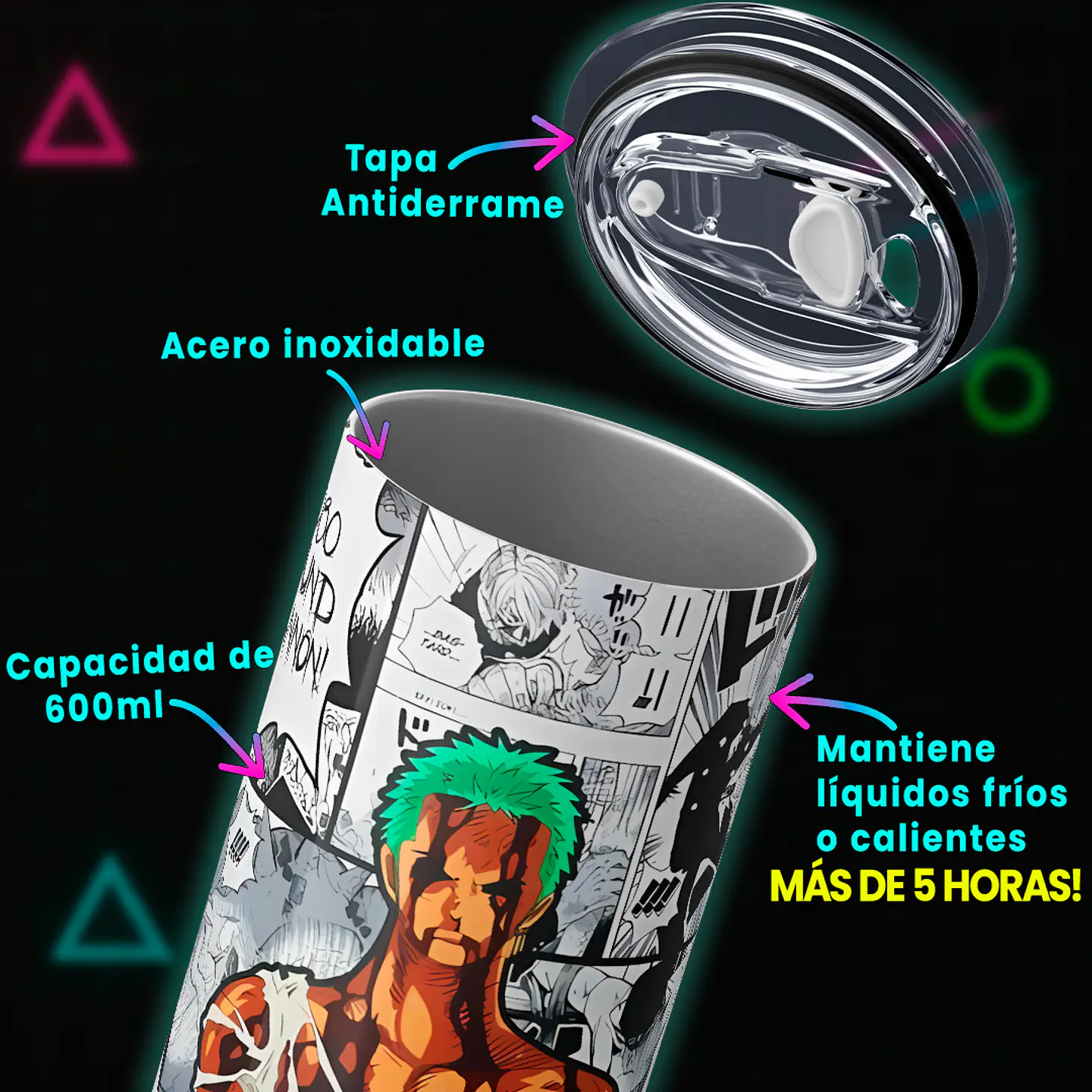 Vaso térmico 600ml - Diseño Zoro Nothing Happened 4