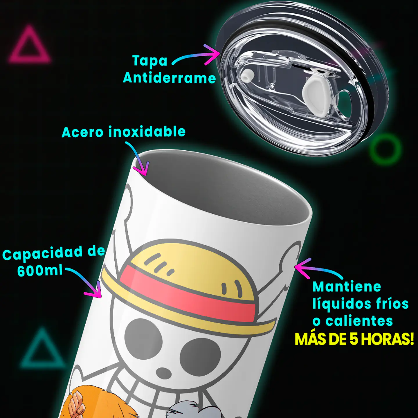 Vaso térmico 600ml - Diseño One Piece Jolly Roger Crew 3