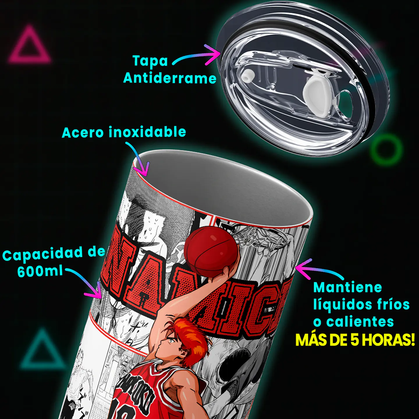 Vaso térmico 600ml - Diseño Hanamichi Shohoku Ace 4