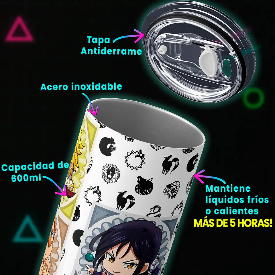 Vaso térmico 600ml - Diseño Nanatsu no Taizai Chibi Knights 4