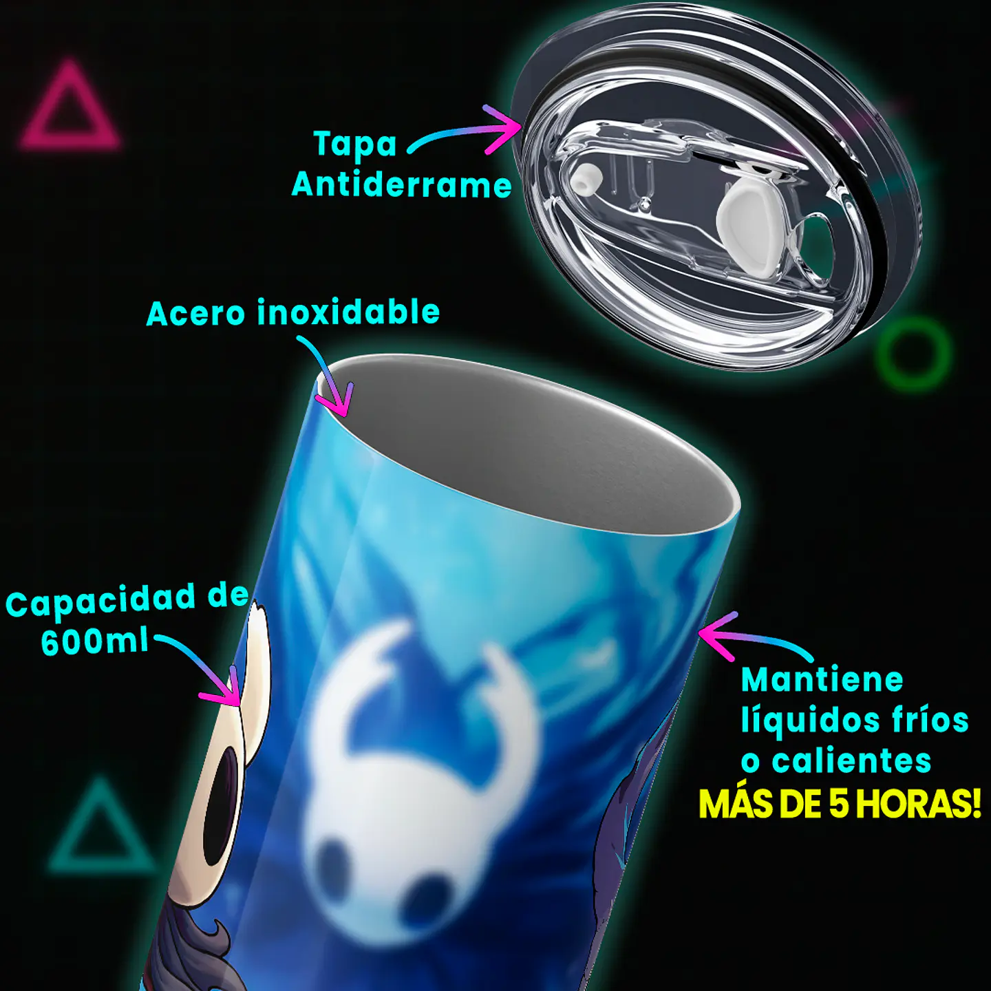Vaso térmico 600ml - Diseño Hollow Knight Blue Abyss 3