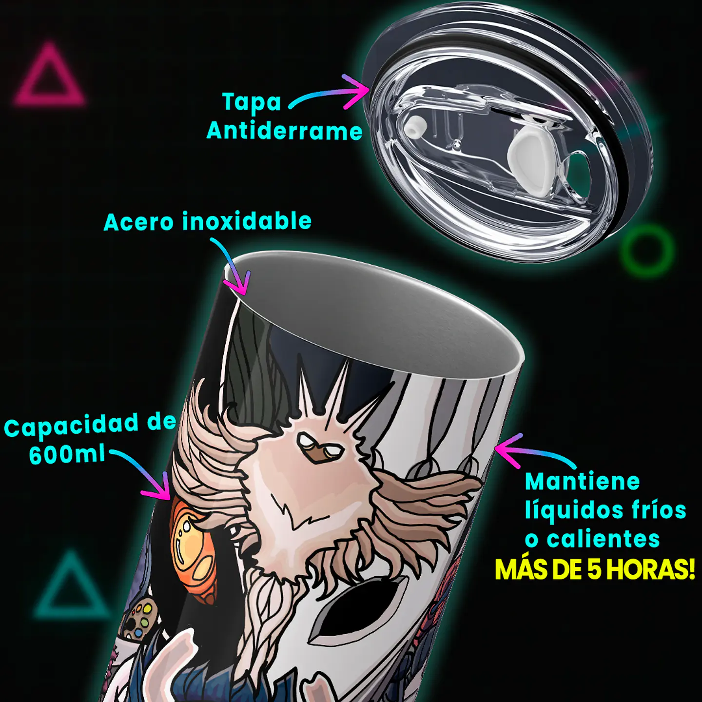 Vaso térmico 600ml - Diseño Hollow Knight Hallownest Collage 4