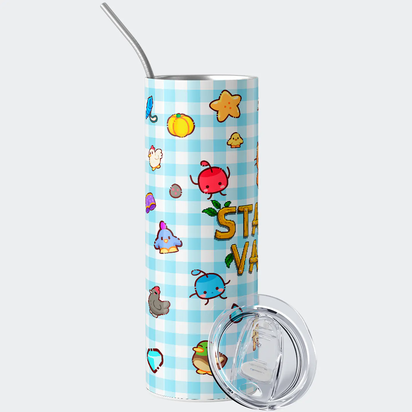 Vaso térmico 600ml - Diseño Stardew Valley Farm Life Gingham 2