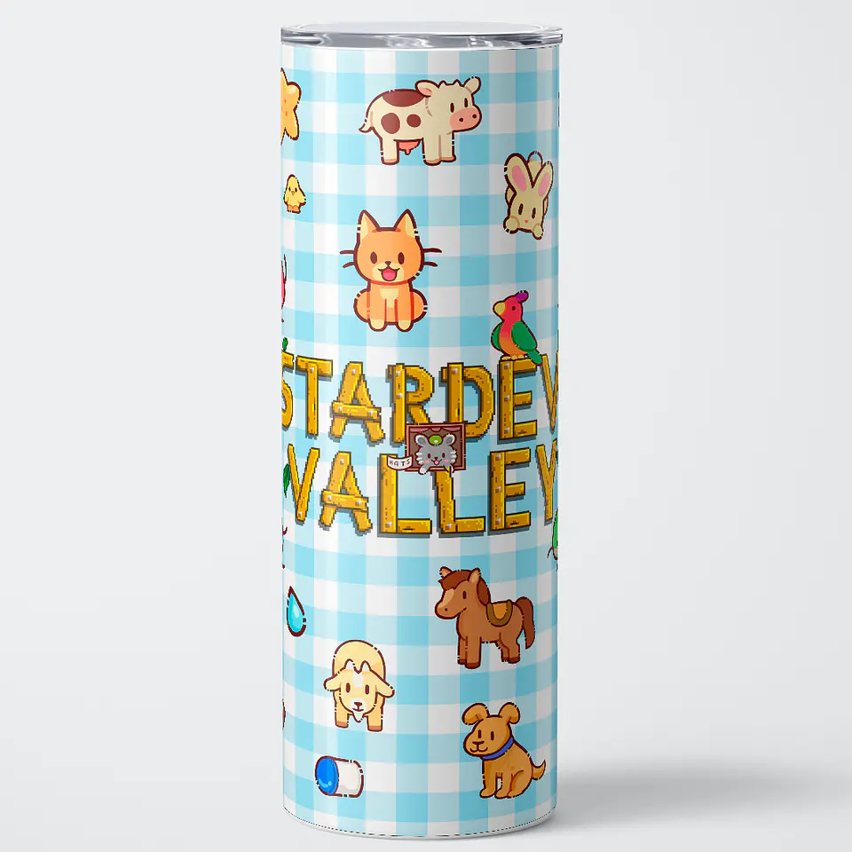 Vaso térmico 600ml - Diseño Stardew Valley Farm Life Gingham 1
