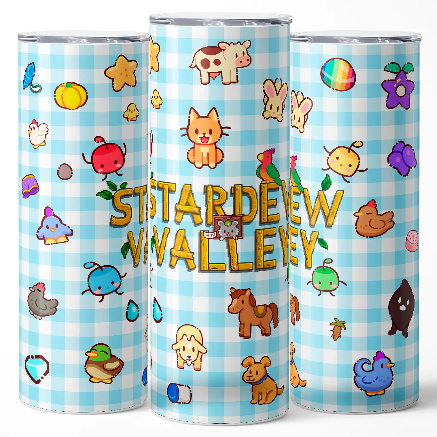 Vaso térmico 600ml - Diseño Stardew Valley Farm Life Gingham 3