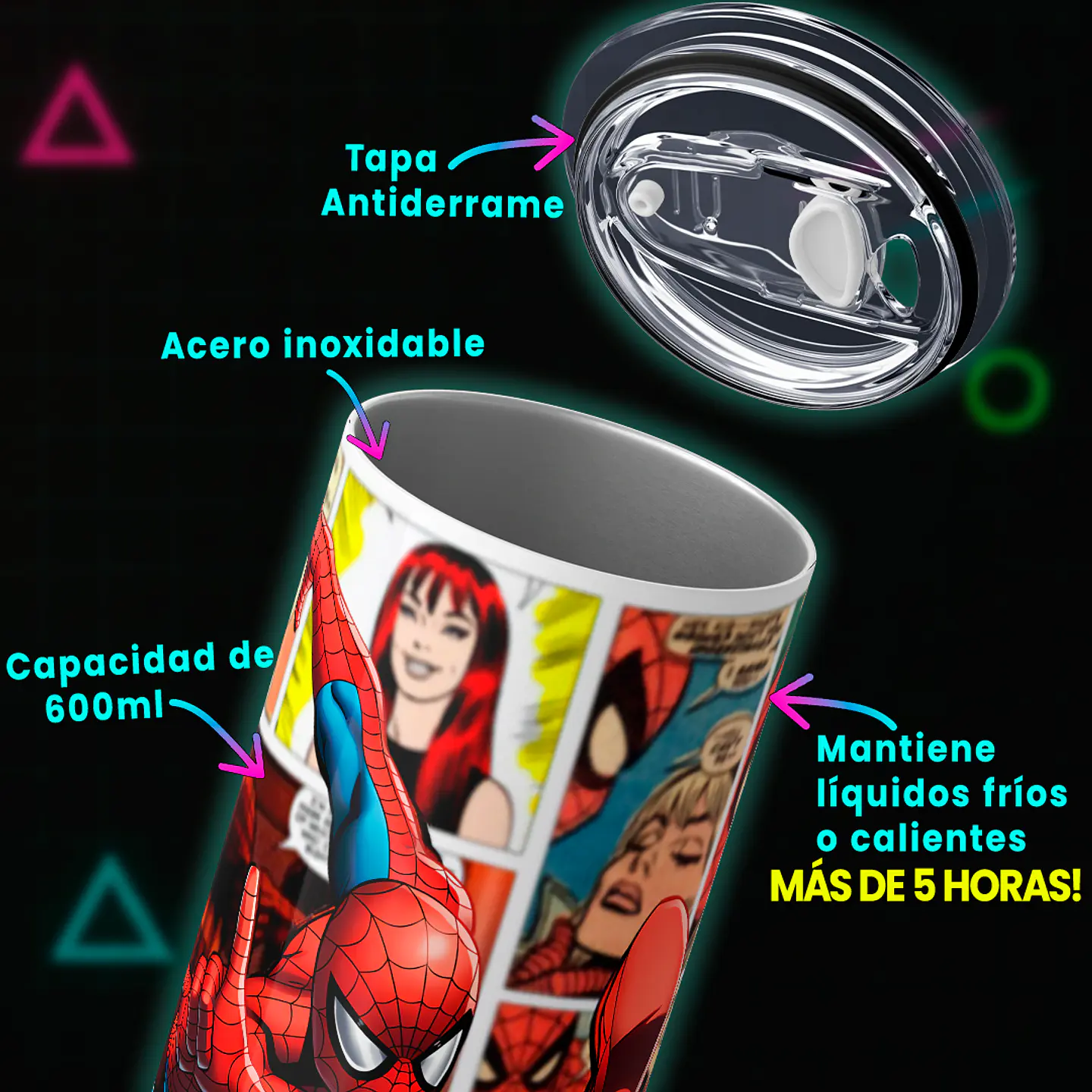 Vaso térmico 600ml - Diseño Spider-Man Classic Comic Panels 4