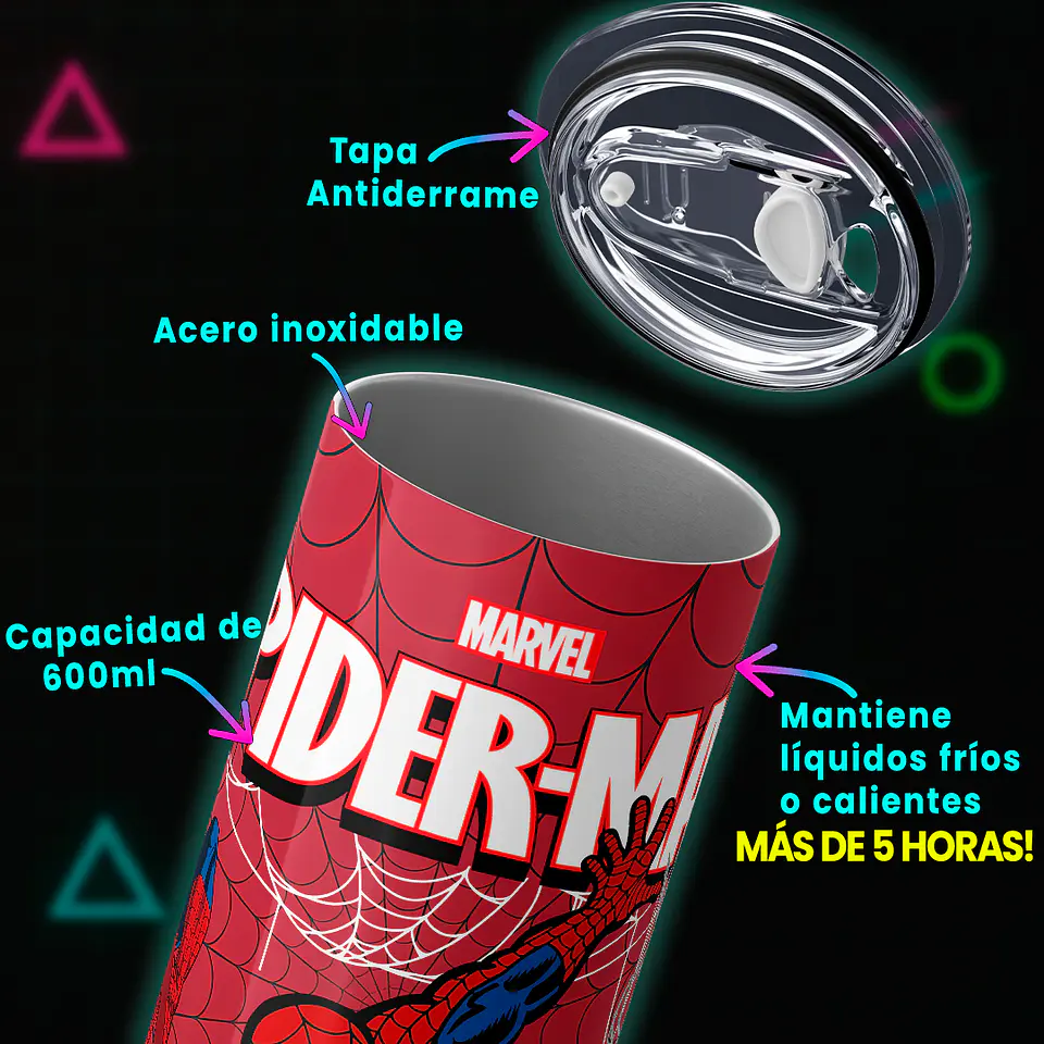 Vaso térmico 600ml - Diseño Spider-Man Crimson Web Action 4