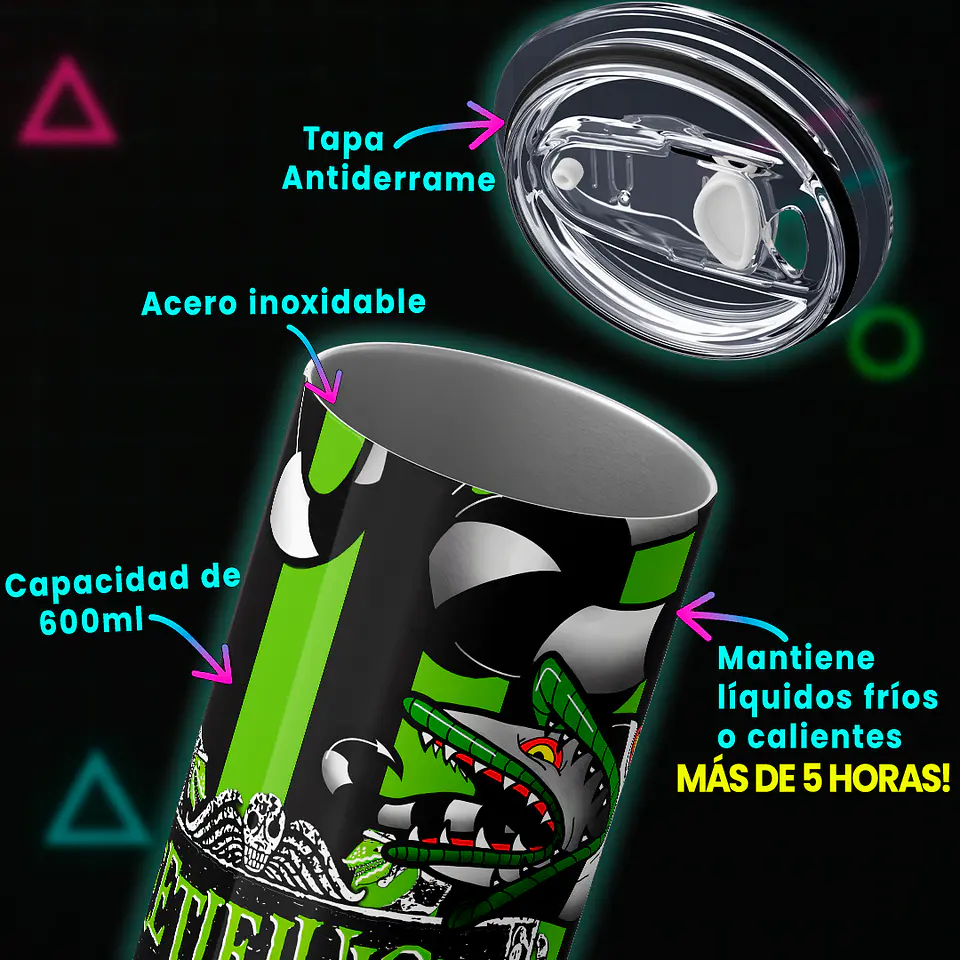 Vaso térmico 600ml - Diseño Beetlejuice Sandworm Stripe 4