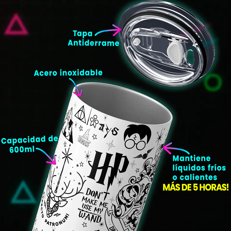 Vaso térmico 600ml - Diseño Harry Potter Minimalist Doodle 4