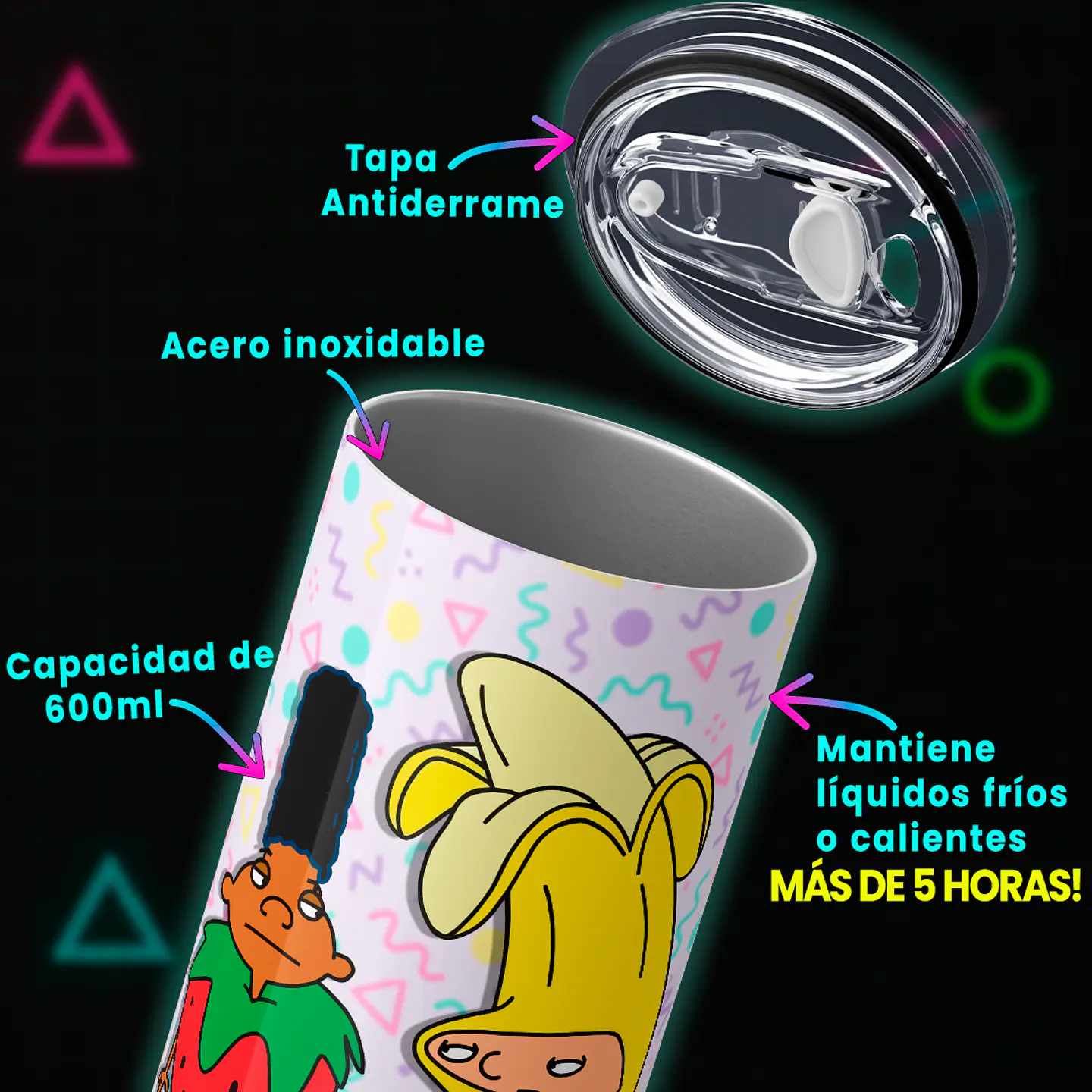 Vaso térmico 600ml - Diseño Hey Arnold Retro Fruits Edition 3
