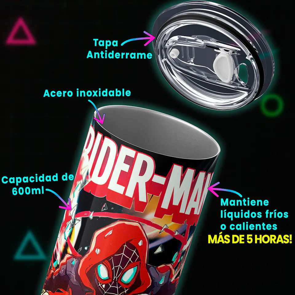 Vaso térmico 600ml - Diseño Spider-Man Miles Morales Shattered Glitch 4