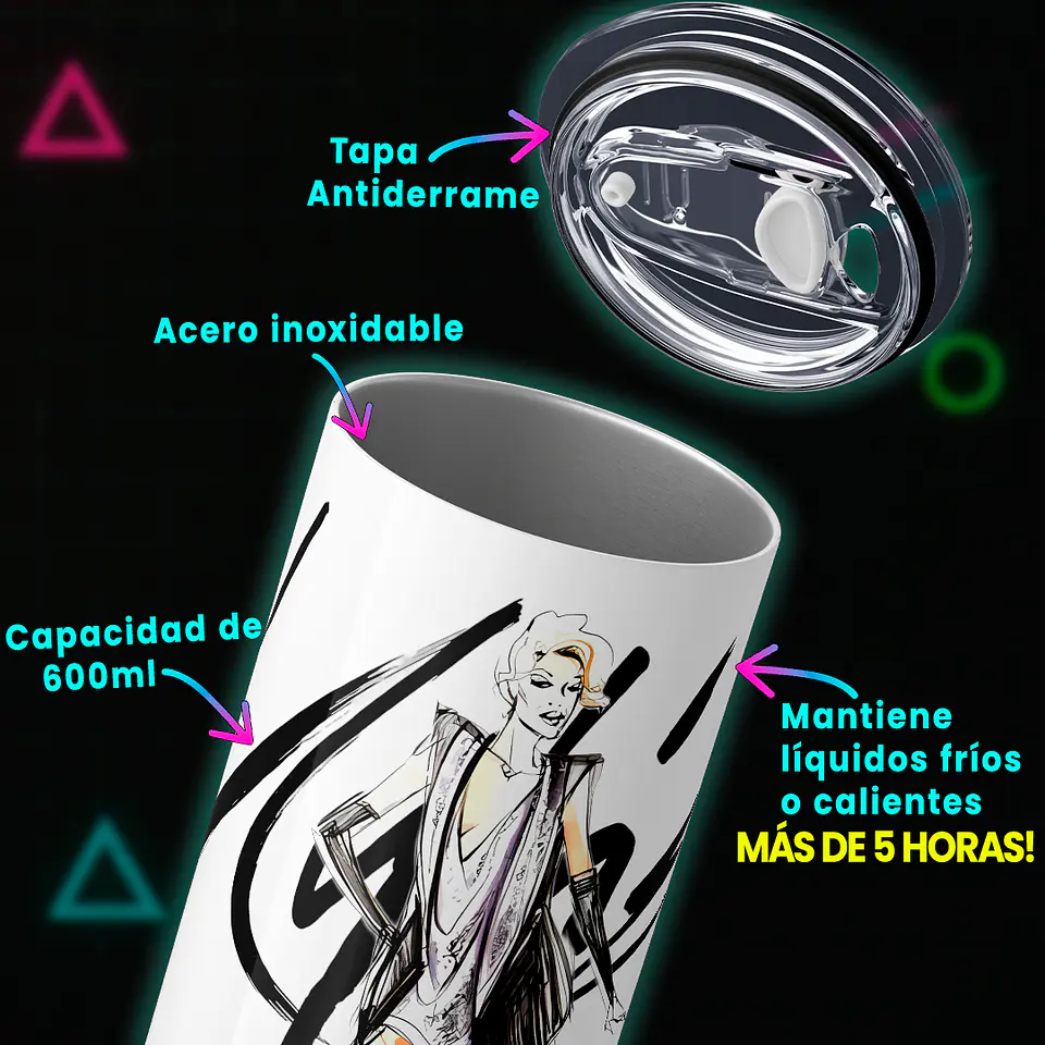 Vaso térmico 600ml - Diseño Kylie Fashion Sketch 4
