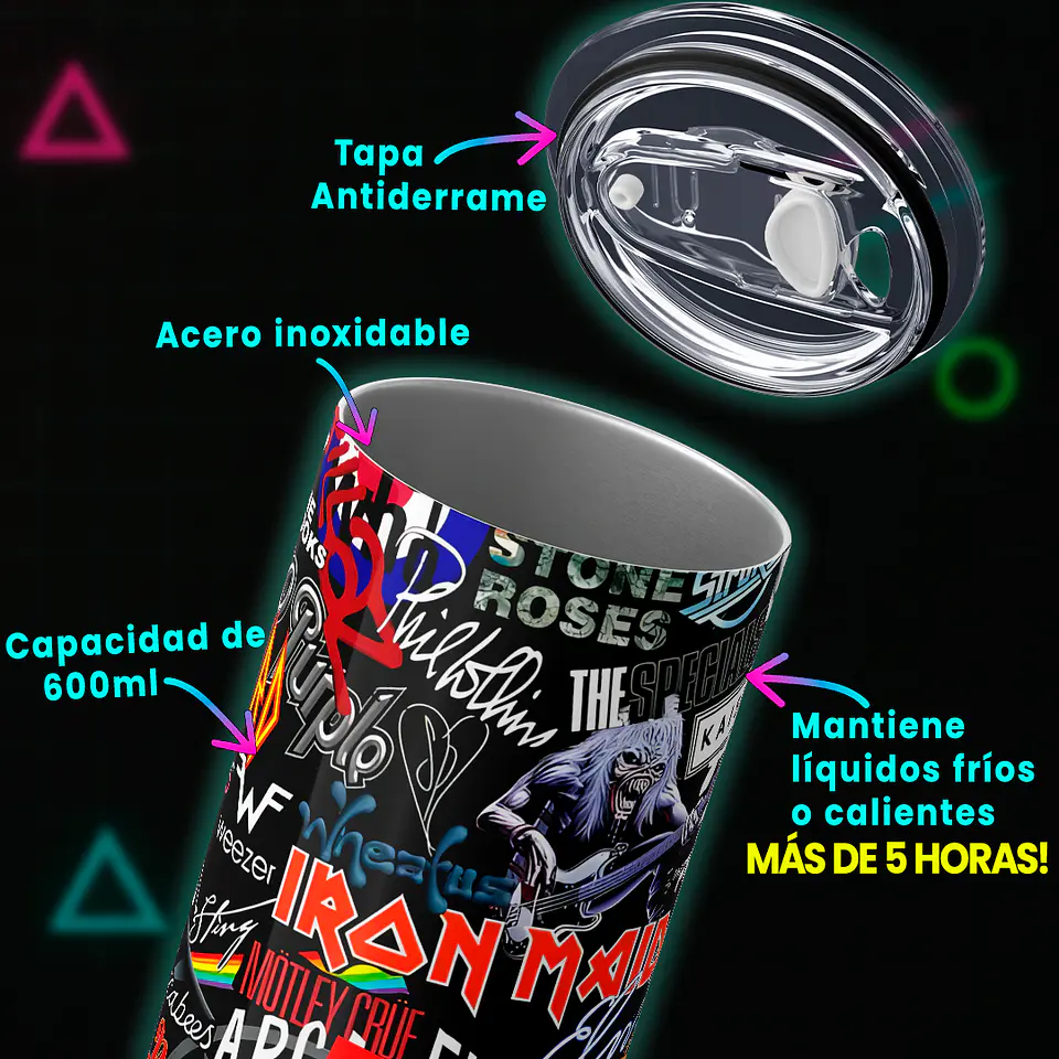 Vaso térmico 600ml - Diseño Rock Legends Collage 4