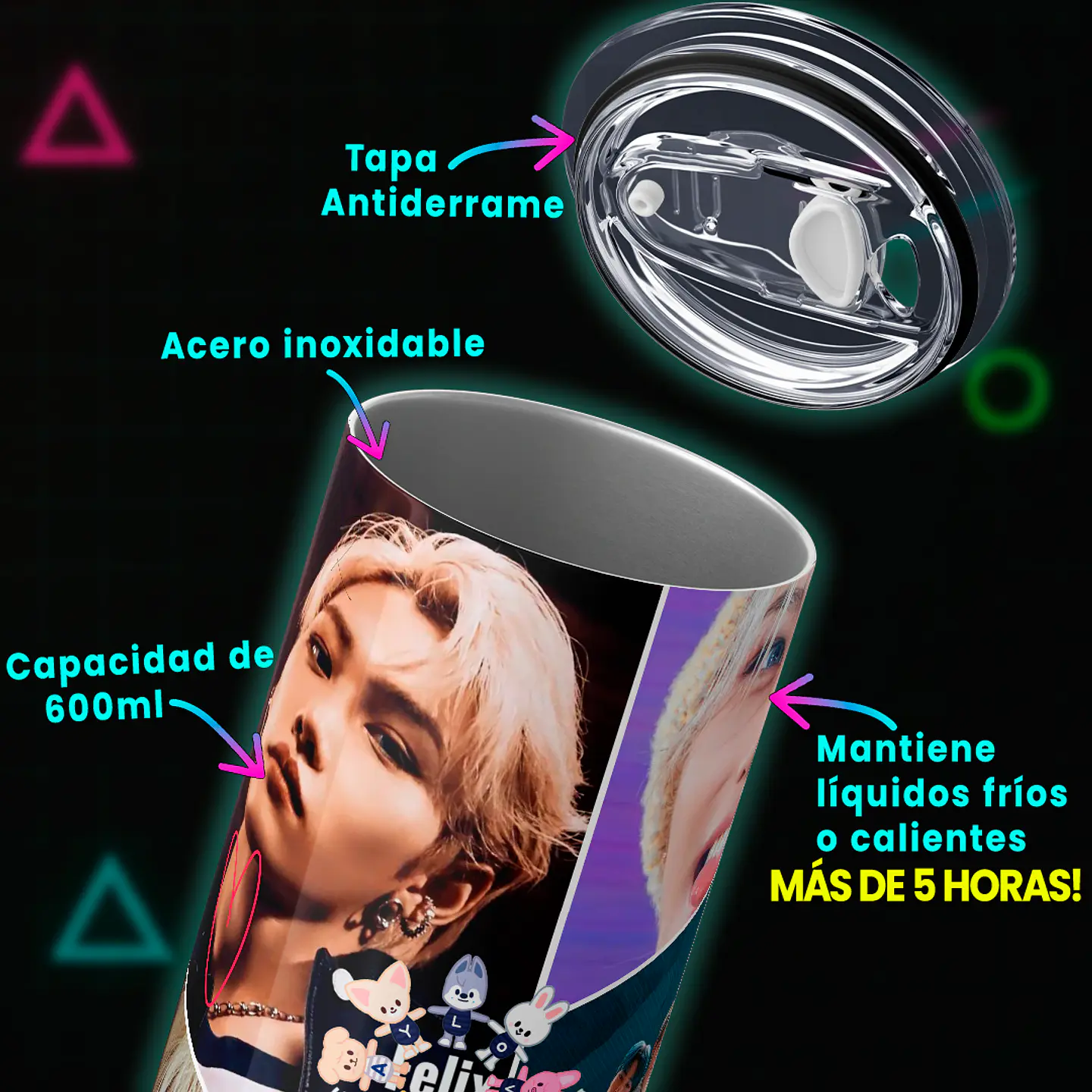 Vaso térmico 600ml - Diseño Felix Stray Kids Aesthetics 4