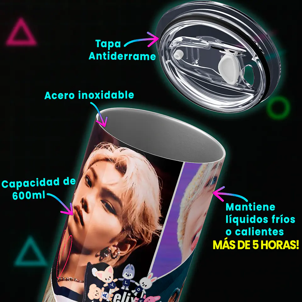 Vaso térmico 600ml - Diseño Felix Stray Kids Aesthetics 4