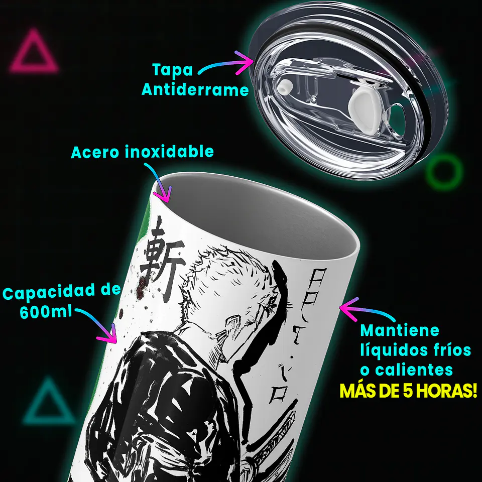 Vaso térmico 600ml - Diseño Zoro Ink Slash 4