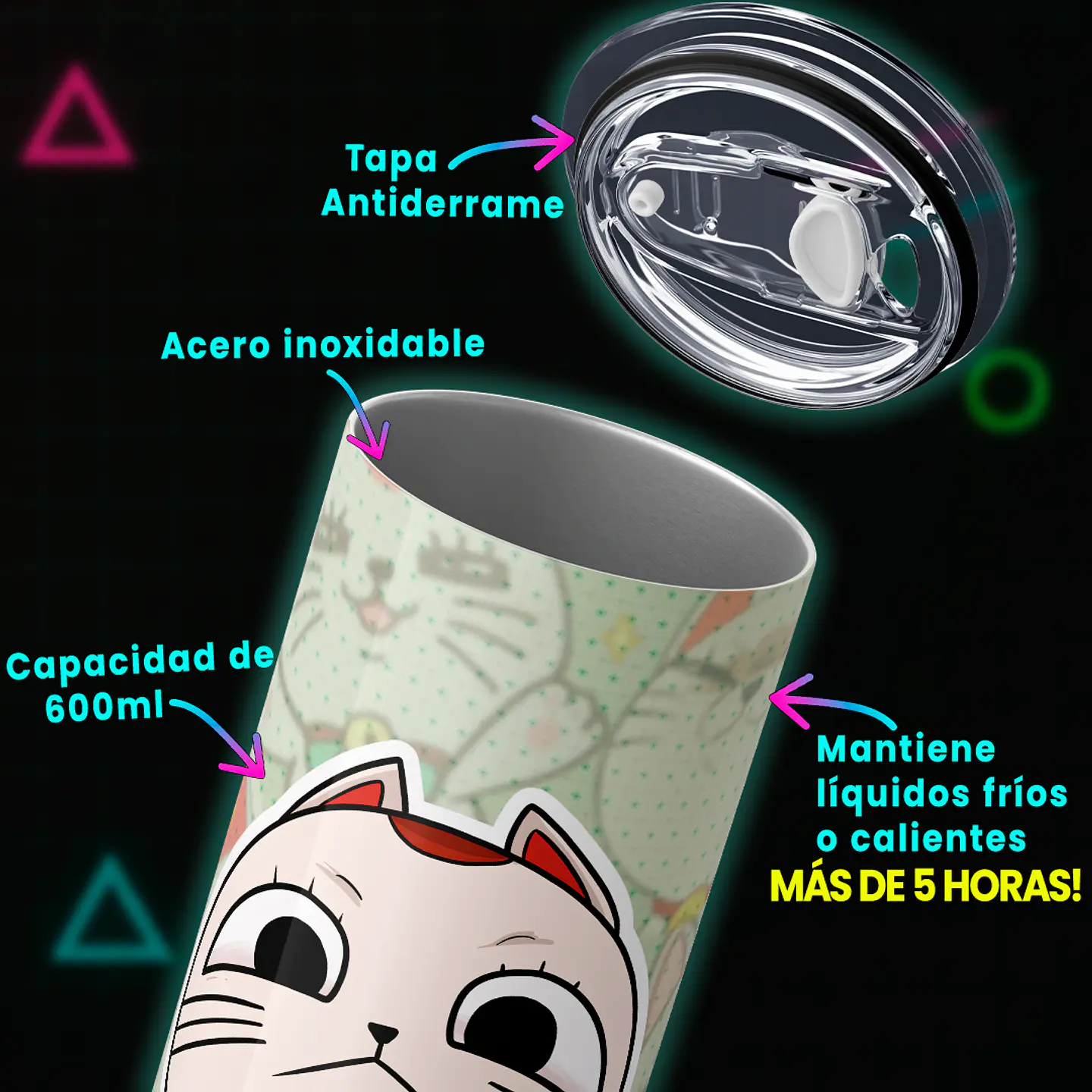 Vaso térmico 600ml - Diseño Turbo Granny Pastel 3