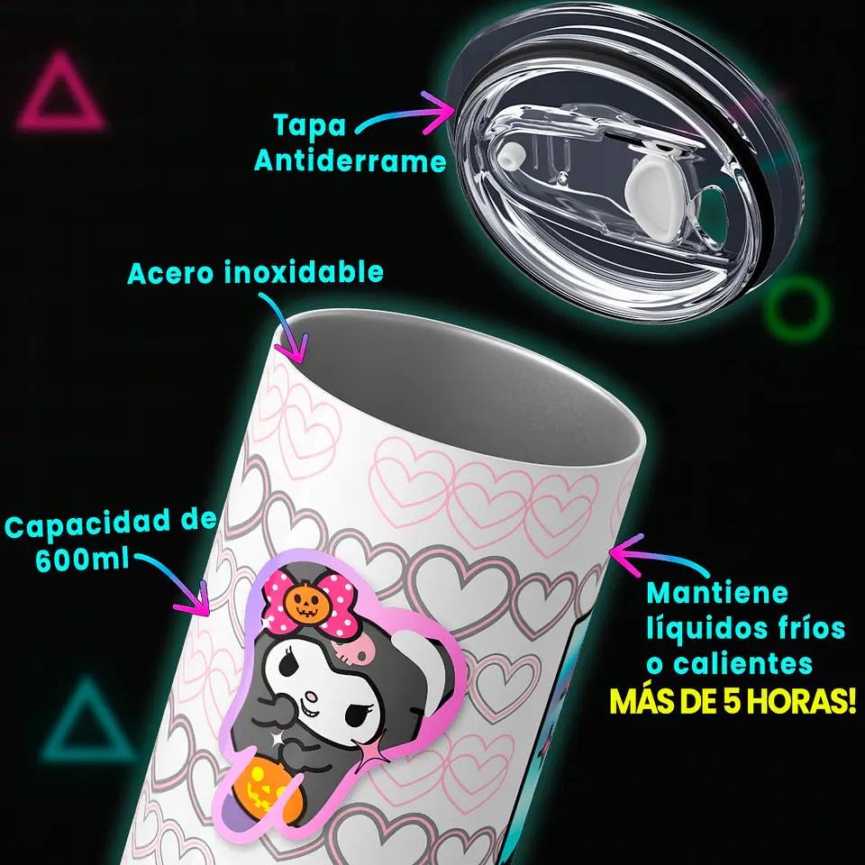 Vaso térmico 600ml - Diseño Kuromi Soft Heart 3