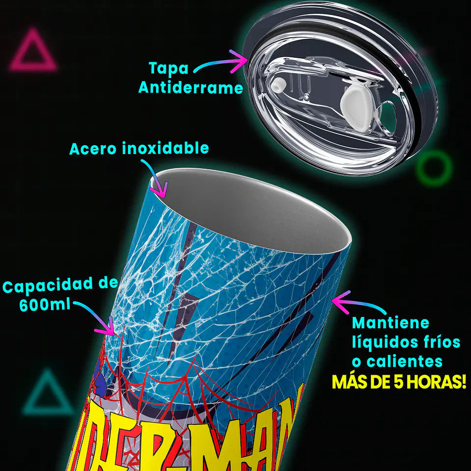 Vaso térmico 600ml - Diseño Spider-Man Retro Web-Burst 4