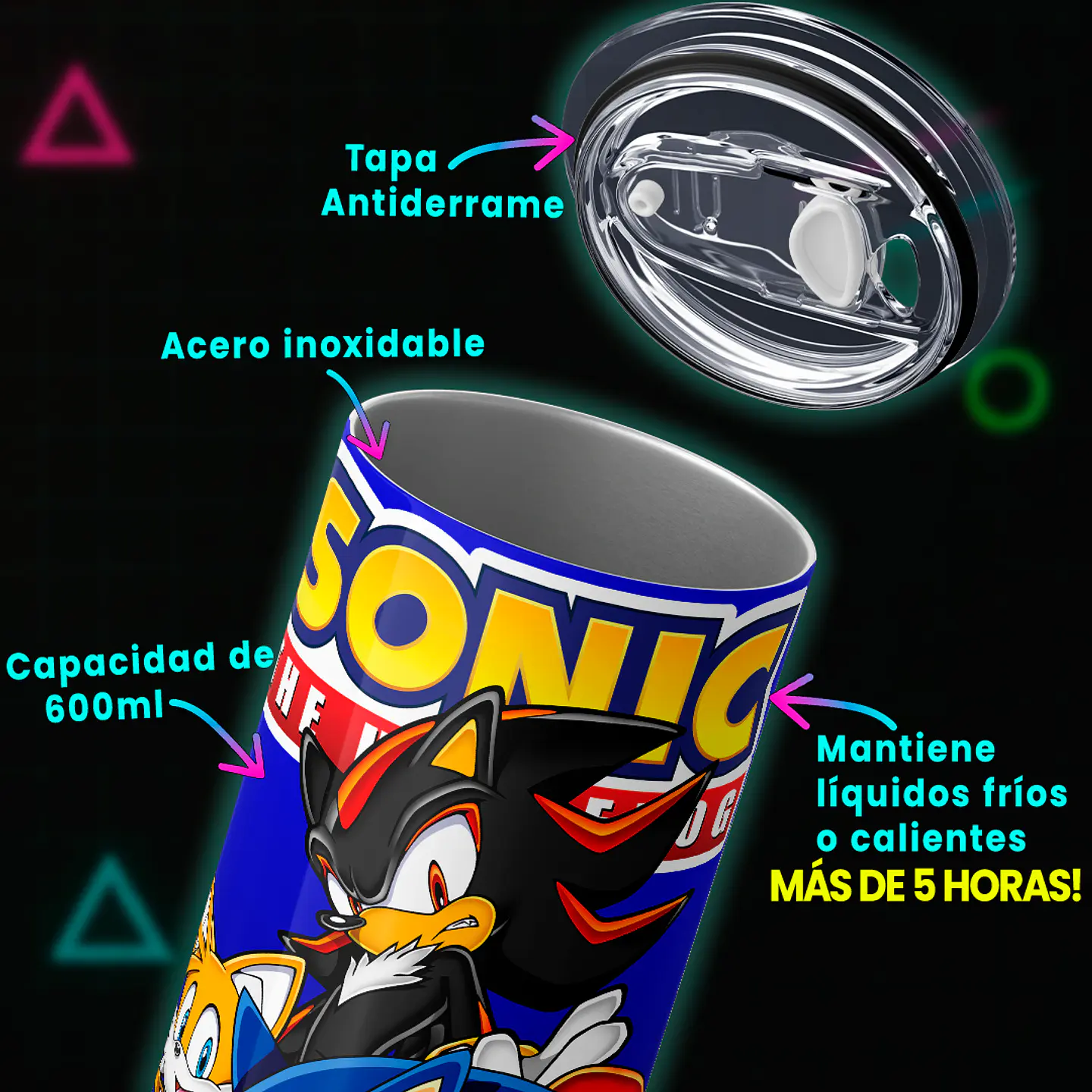 Vaso térmico 600ml - Diseño Sonic Blue Green Hill 4