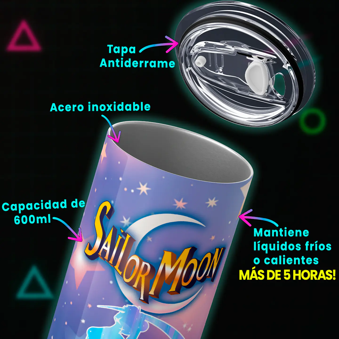 Vaso térmico 600ml - Diseño Sailor Moon Galactic Silhouette 3