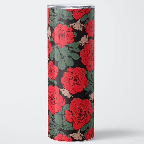 Vaso térmico 600ml - Diseño Dark Rose Pattern