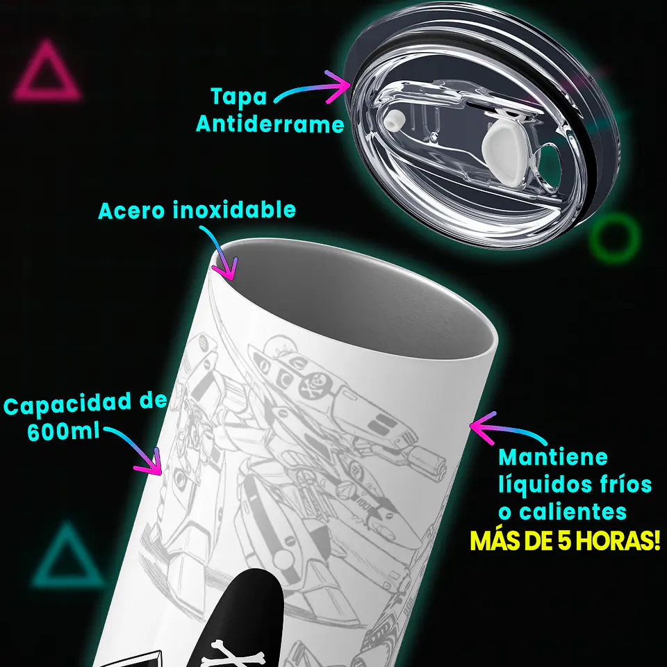 Vaso térmico 600ml - Diseño Macross Skull Squadron Elite 3