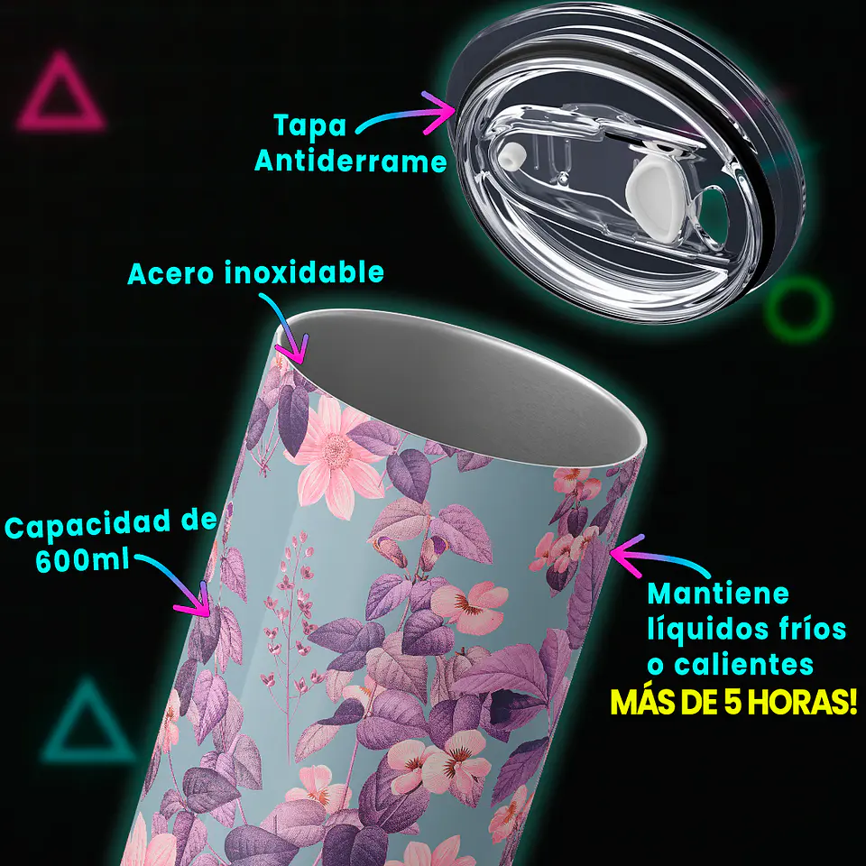 Vaso térmico 600ml - Diseño Vintage Lilac Garden 3