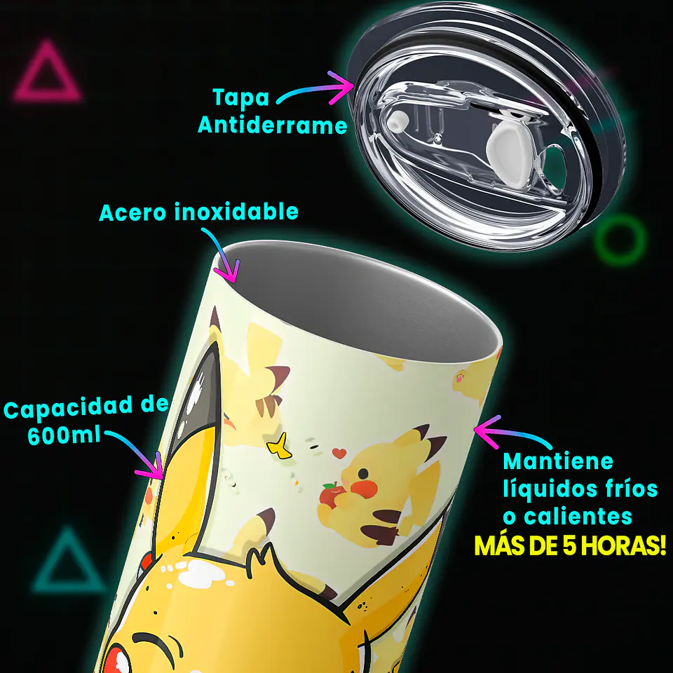 Vaso térmico 600ml - Diseño Pikachu Happy Pattern Edition 4
