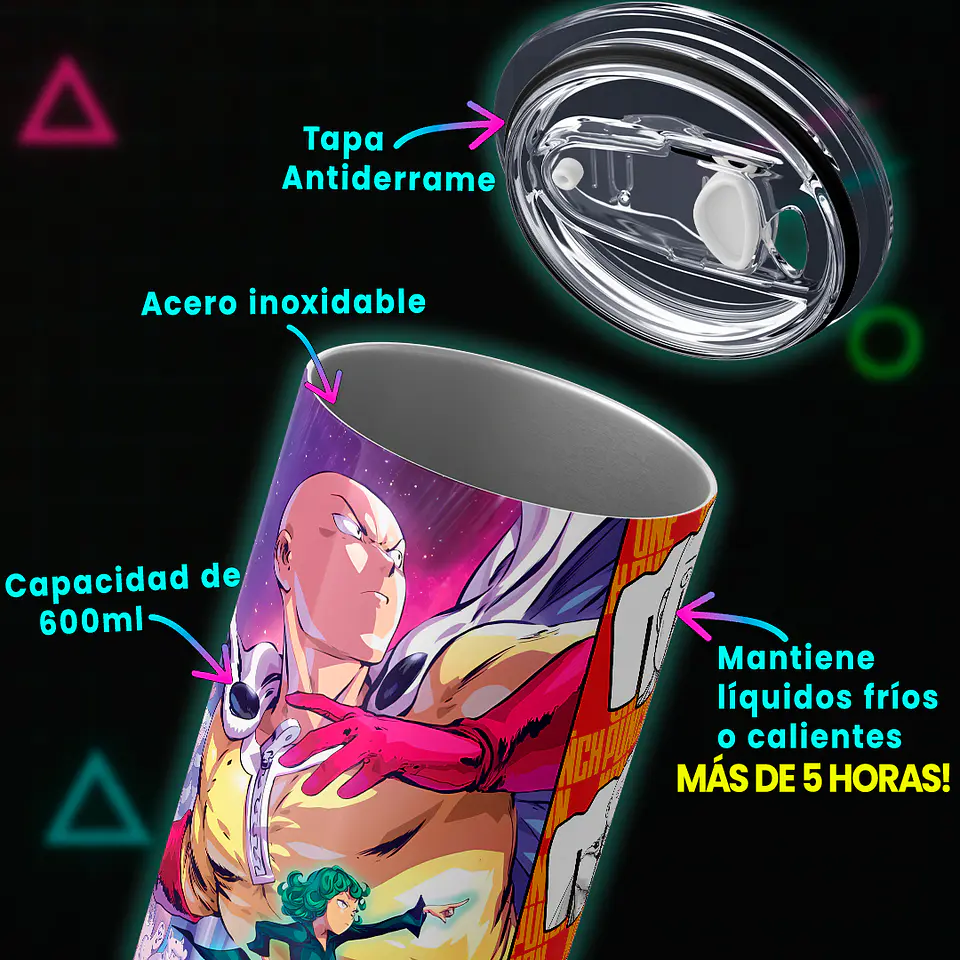 Vaso térmico 600ml - Diseño One Punch Man Hero Combo 4