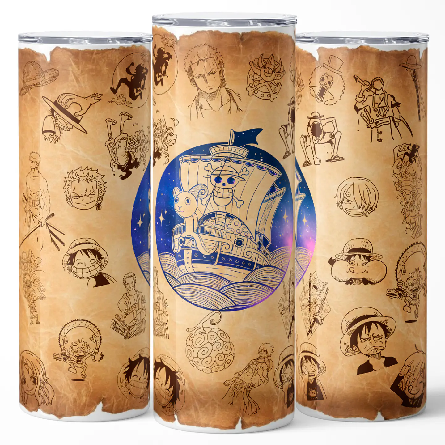 Vaso térmico 600ml - Diseño One Piece Vintage Scroll 3