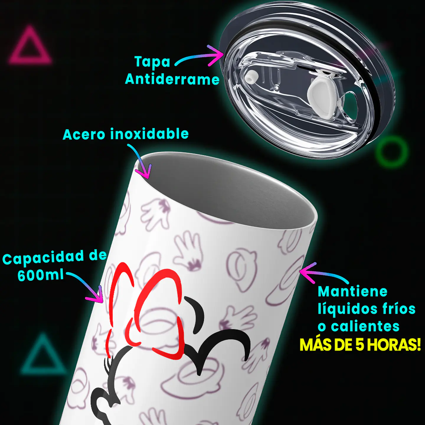 Vaso térmico 600ml - Diseño Minnie Minimalist Sketch 3
