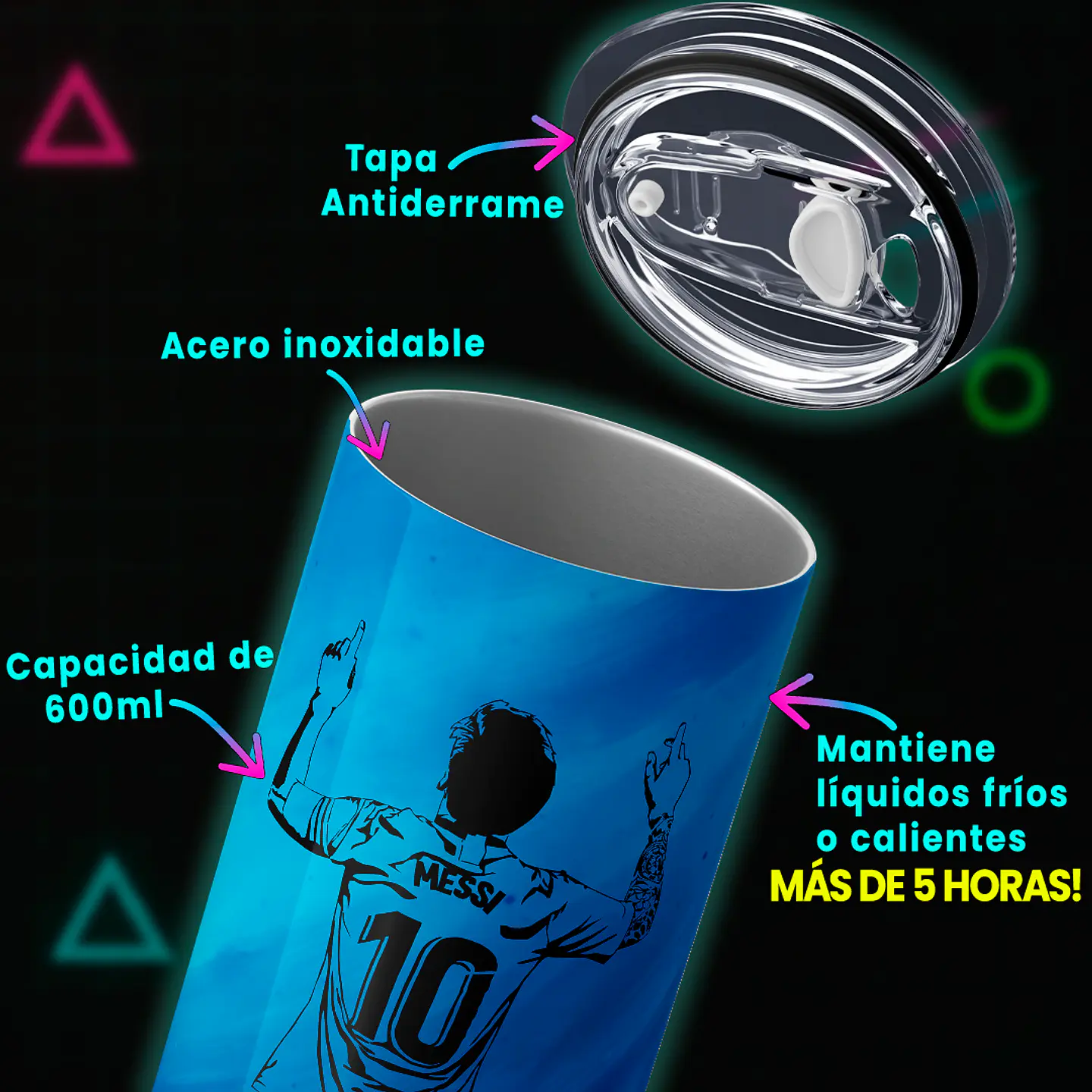 Vaso térmico 600ml - Diseño Messi Legacy GOAT 3
