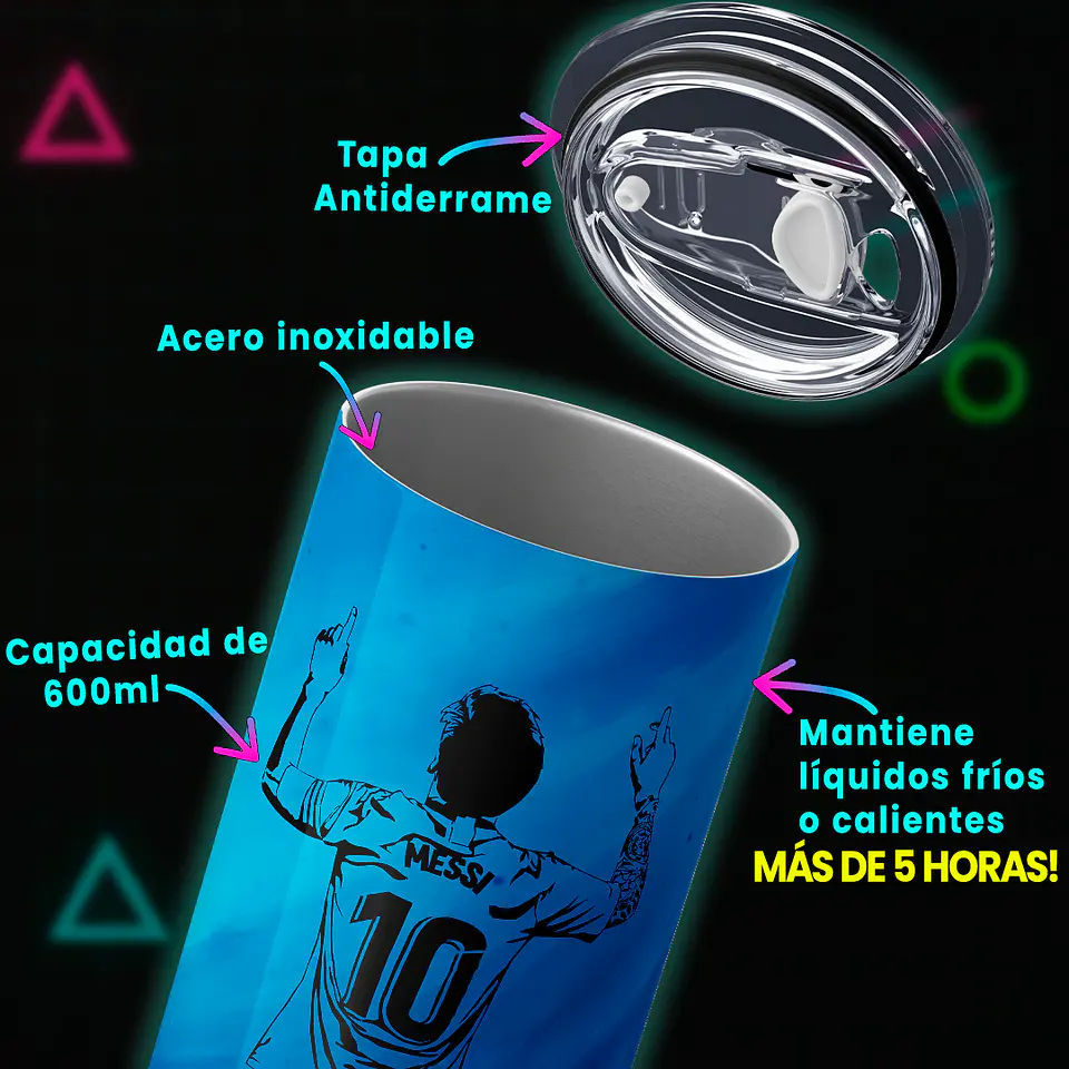 Vaso térmico 600ml - Diseño Messi Legacy GOAT 3
