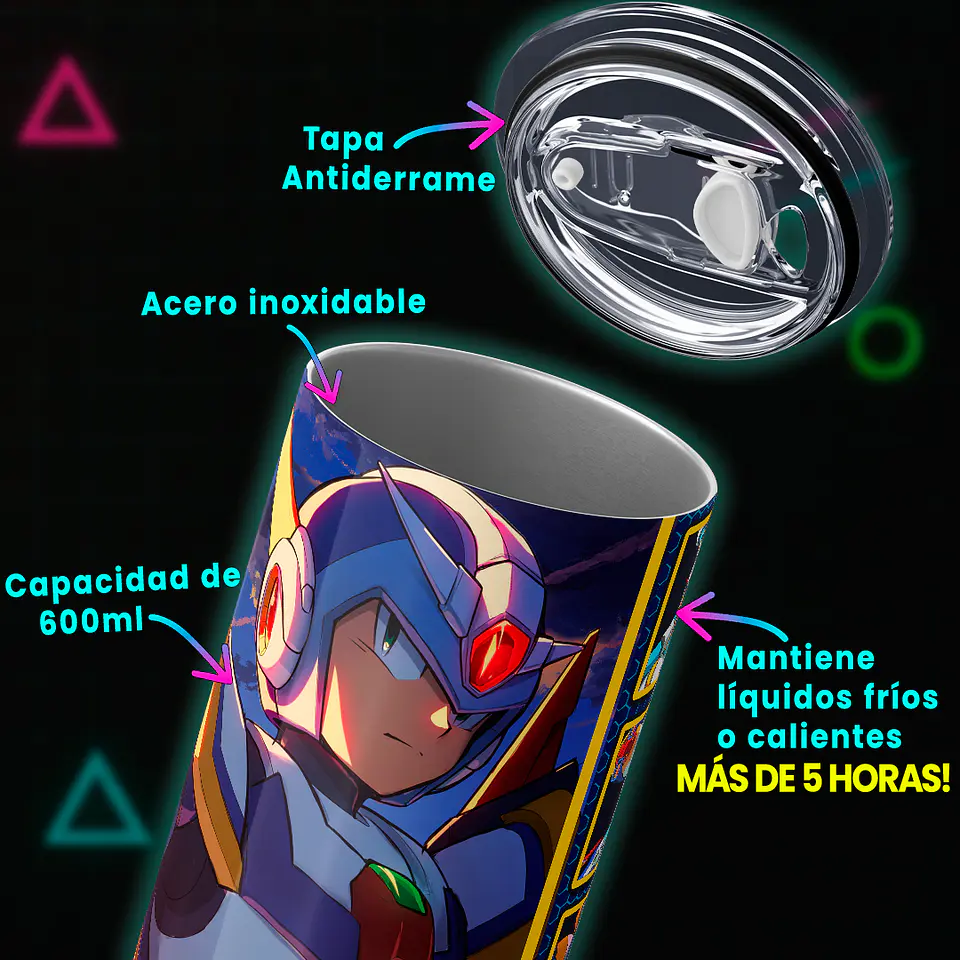 Vaso térmico 600ml - Diseño Mega Man X Fourth Armor Tech 4