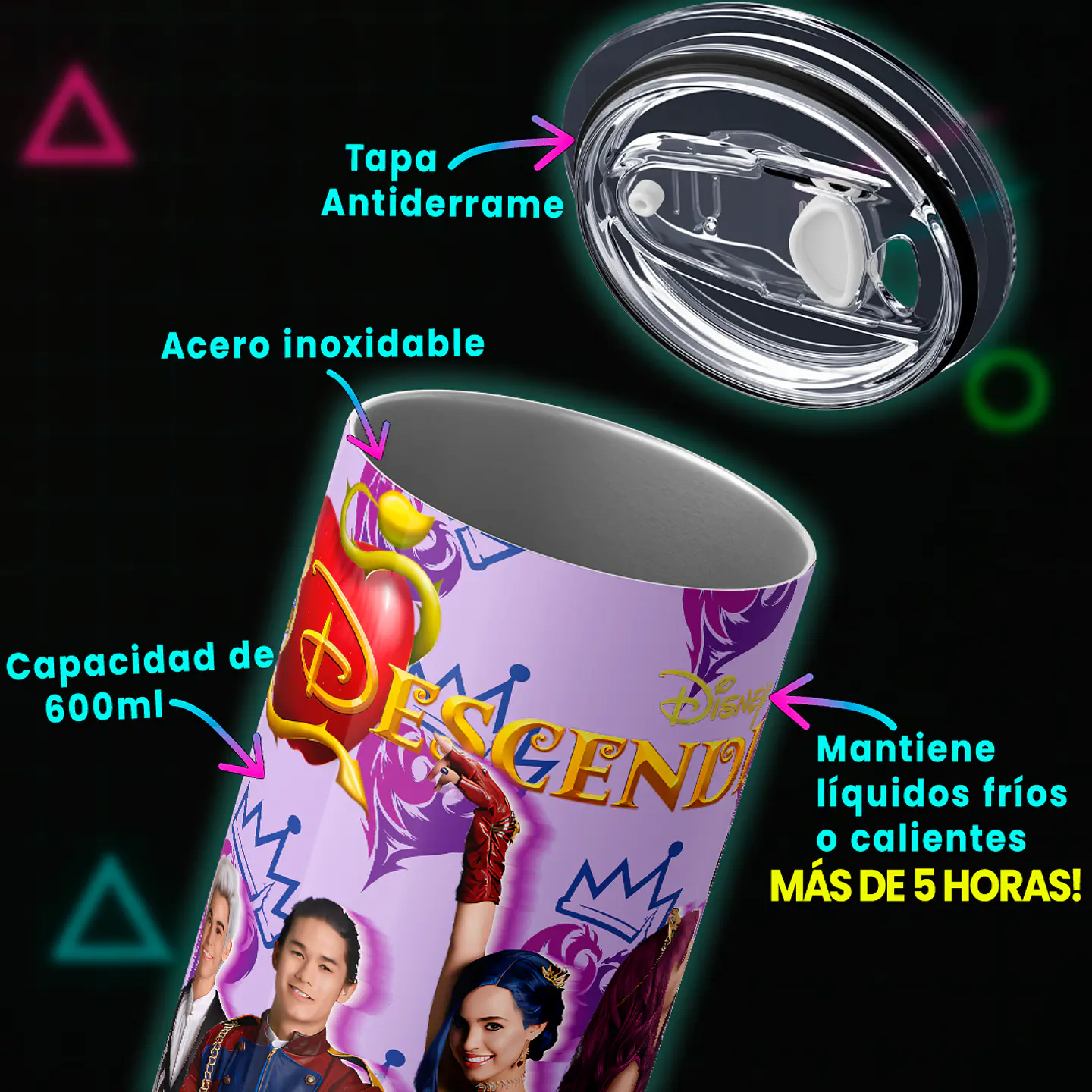 Vaso térmico 600ml - Diseño Descendientes Royal Purple 4