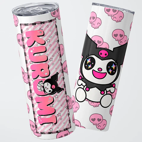 Vaso térmico 600ml - Diseño Kuromi Pink Starry Skulls