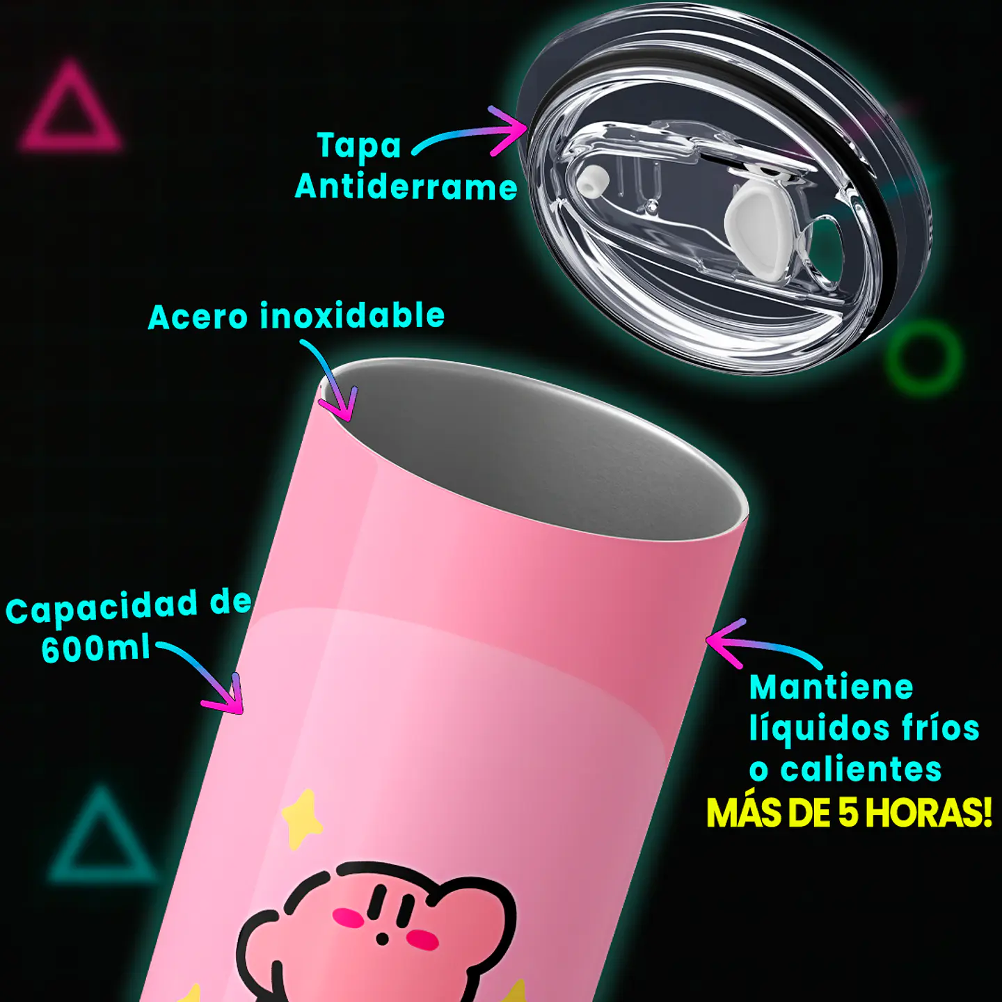 Vaso térmico 600ml - Diseño Kirby Star Ride Minimal 3
