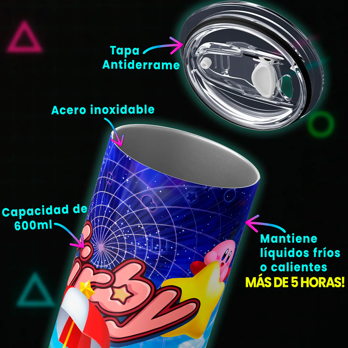 Vaso térmico 600ml - Diseño Kirby Dream Land Adventure 4