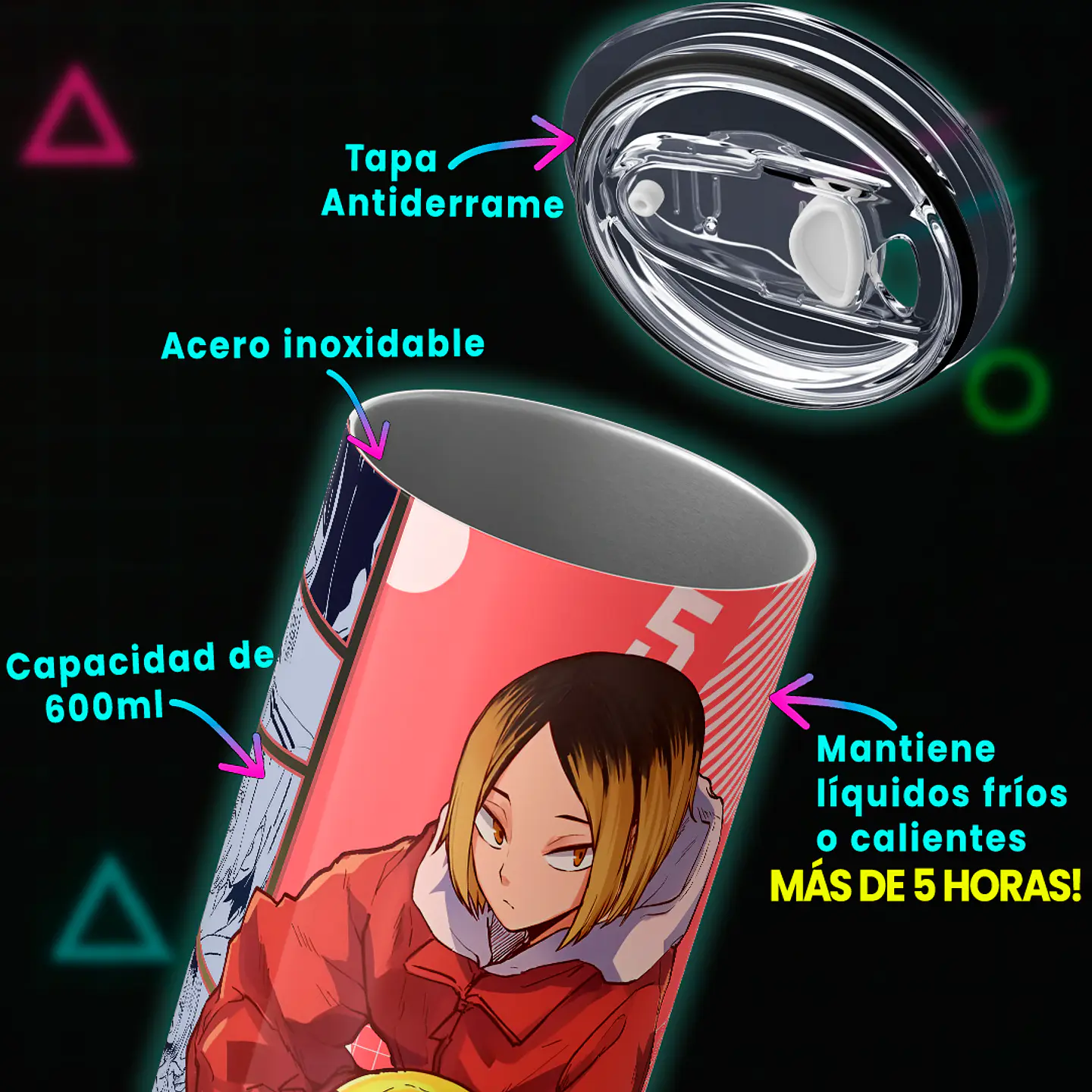 Vaso térmico 600ml - Diseño Kenma Kozume Setter Spirit 4