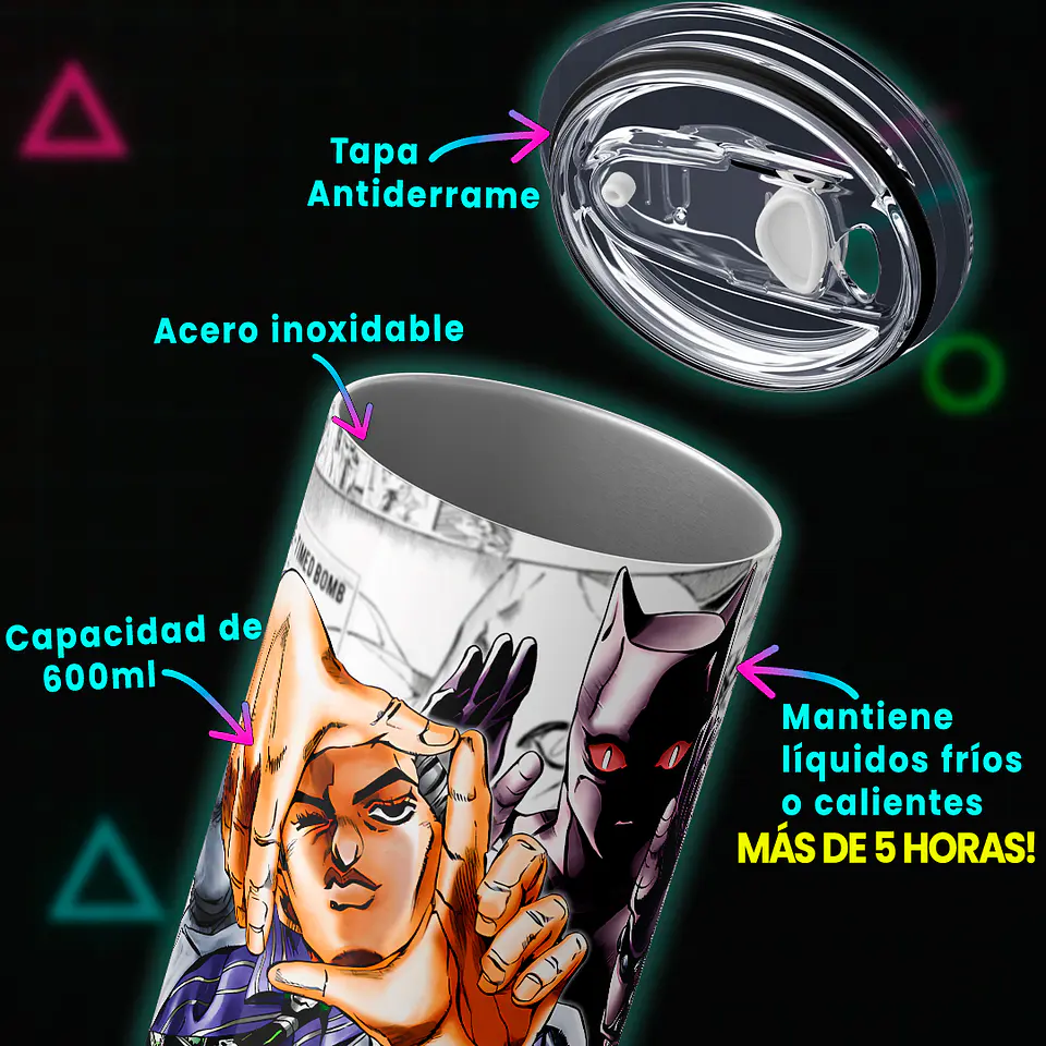 Vaso térmico 600ml - Diseño Yoshikage Kira Killer Queen Unleashed 4